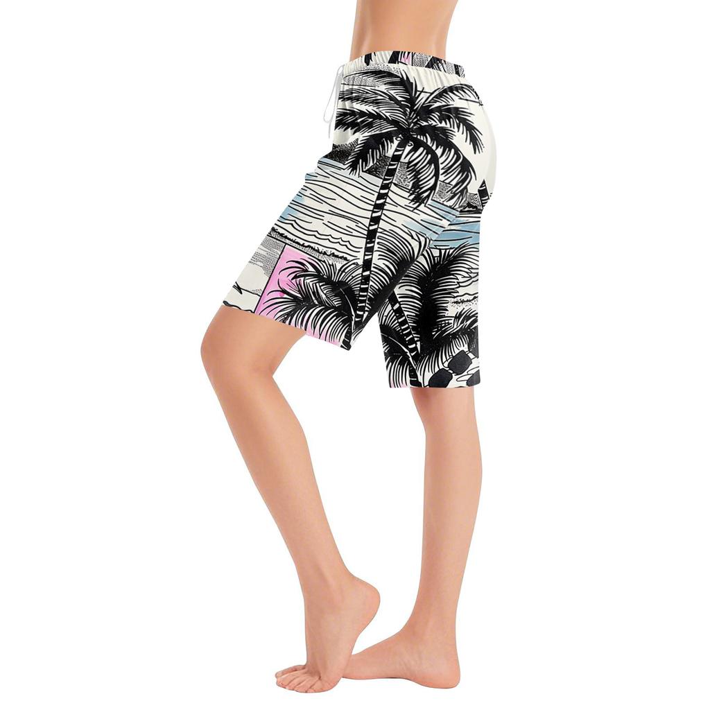 Women's Casual Fashionable Comfortable Pajama Pants Printed Drawstring Shorts