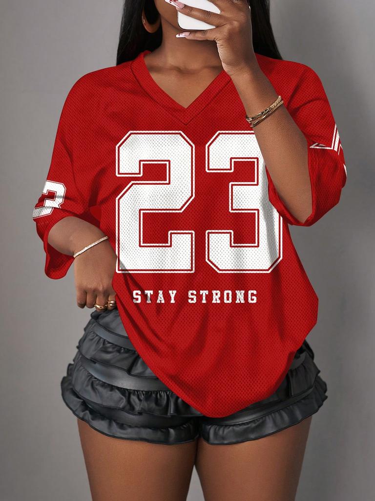 New Casual Simple Letter NO.23 Women's Pattern T-shirt Summer Sports Shirt Suitable For Basketball Games Y2k Women's Clothing