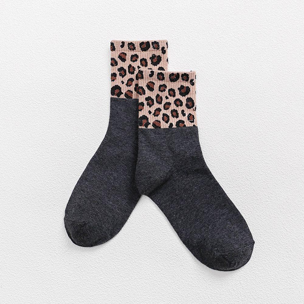 Retro Style Cotton Leopard Pattern Warm Socks Mid Tube Socks Autumn Winter Long Socks