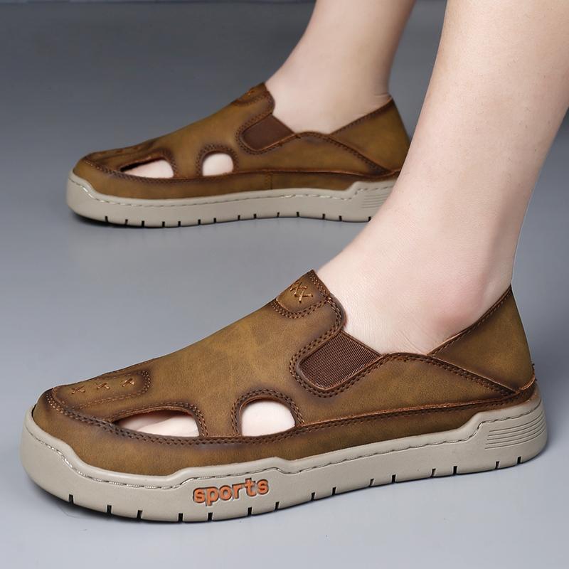 Heren Sandalen Zomer Comfortabel Man Casual Schoenen Mode Slippers Handgemaakt Ademend Lopen Rijden Voetbovenkleding