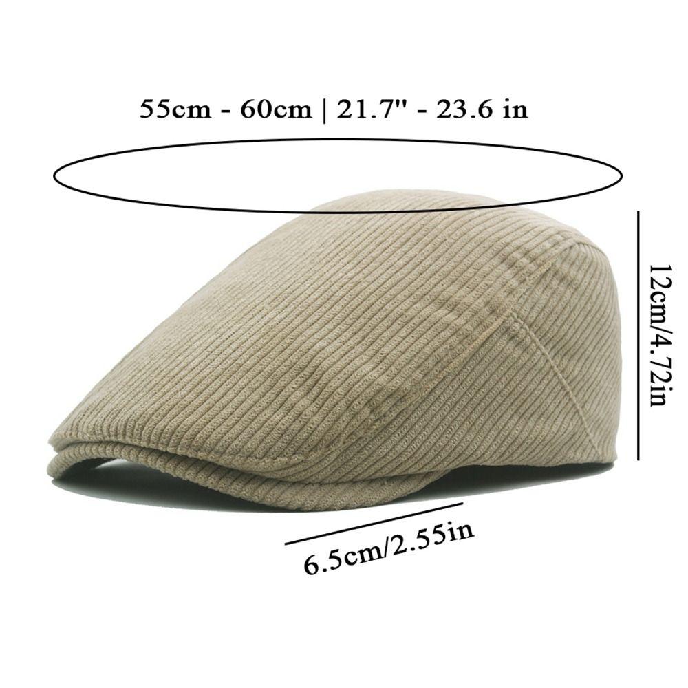 Trendy Solid Color Corduroy Beret Hat Big Size Adjustable Newsboy Hat Vintage Style Ivy Cap Autumn Winter
