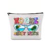 Large Capacity Linen Makeup Bag: Cross-Border Printed Cosmetic Storage with Zipper