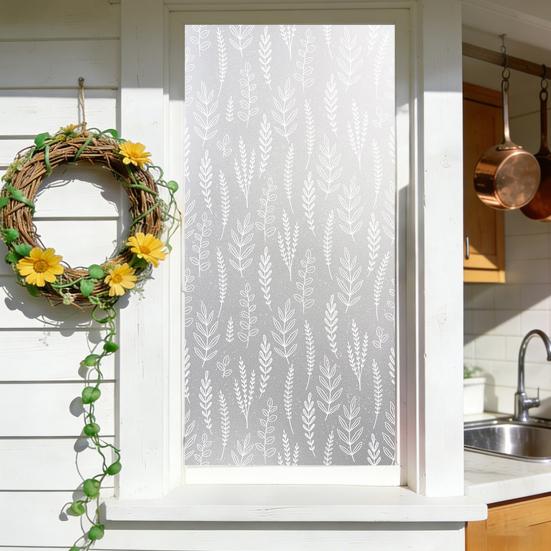 Frosted Window Privacy Film Heat Window Cling Anti-Glare UV Blocking Static Door Covering Decals for Bathroom