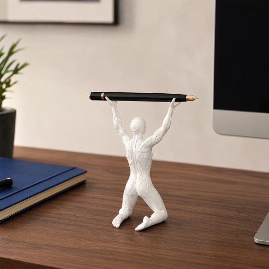 3D Printed Kneeling Pen Holder, Weightlifting Design Pen Organizer, Creative Pencil Holder for Desktop Decoration Office Home Accessories