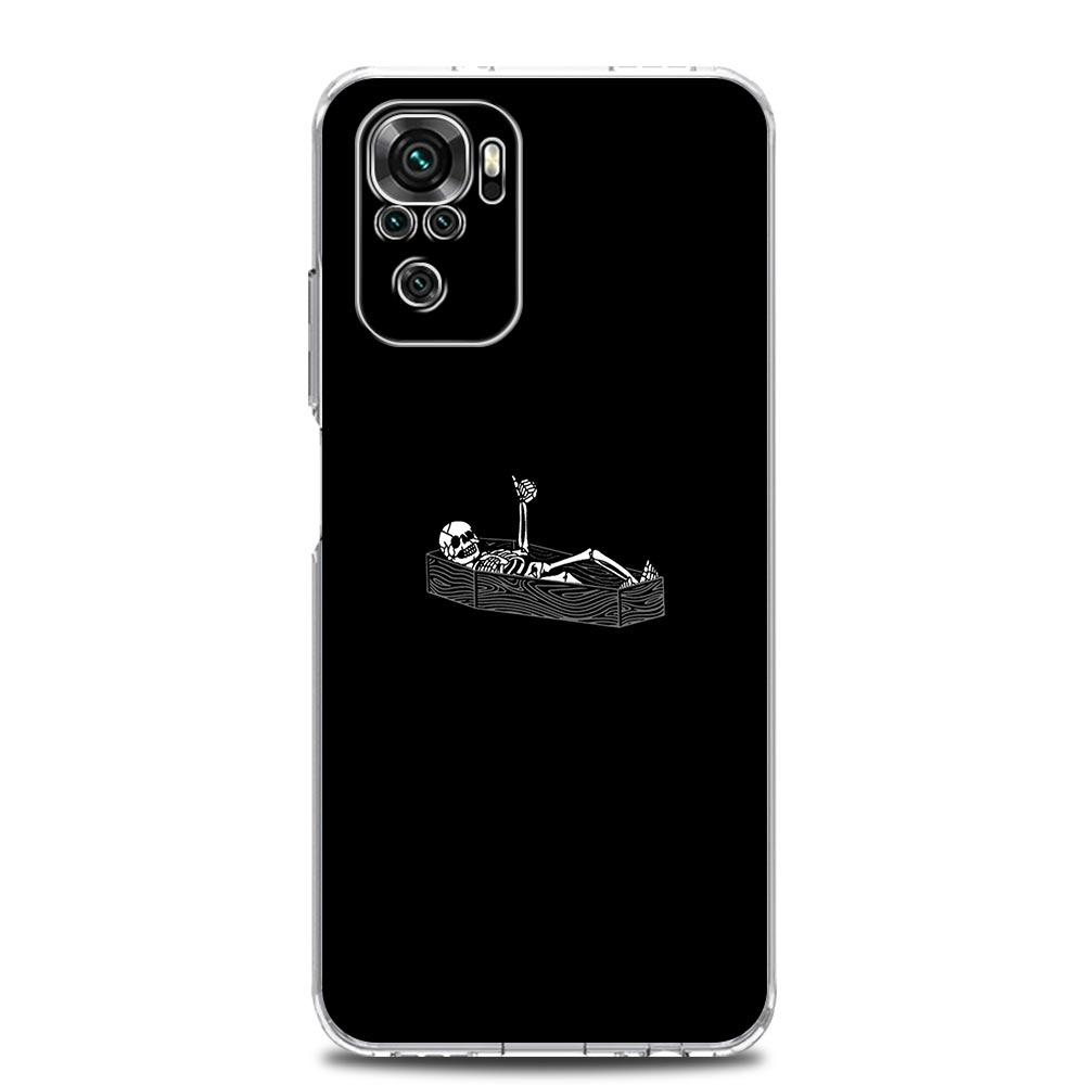 Phone Case For Xiaomi Redmi Note 13 12 5G 9S 9 8 10 11 Pro Plus 4G 9T 13C 12C 10C 9C 9A 7 Pro Clear Cover Funny Skeleton