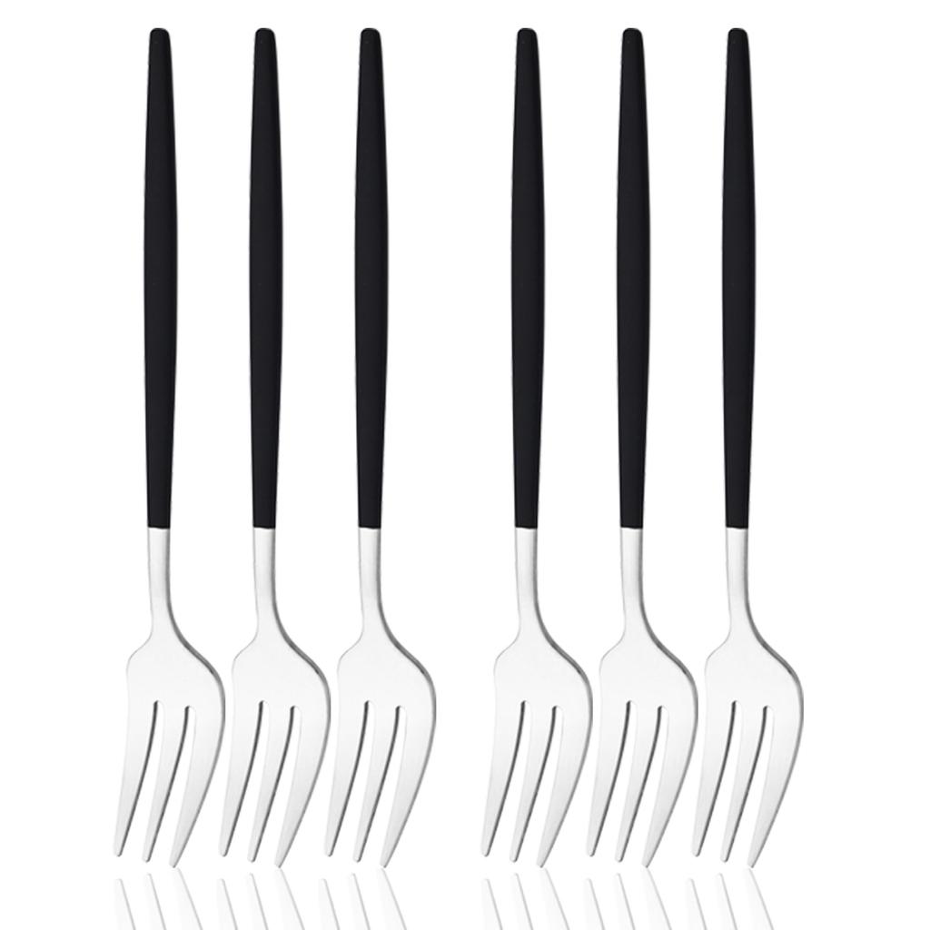 6Pcs Pink Gold Dinnerware Set Stainless Steel Small Fork Cutlery Cake Fork Fruit Fork Dessert Fork Flatware Kitchen Accessory