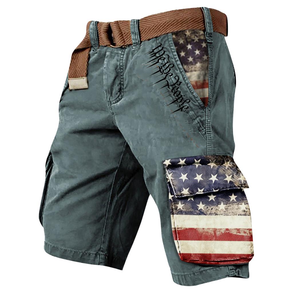 Men's Summer Printed Outdoor Shorts Men's Loose Multi-Pocket Shorts