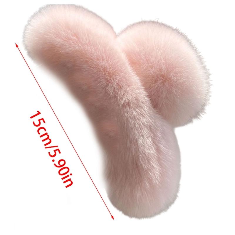 2Pcs Large Size Faux Furs Hair Clip For Long Hair Strong Hold Korean Style Fashion Accessory Multiple Colors Available