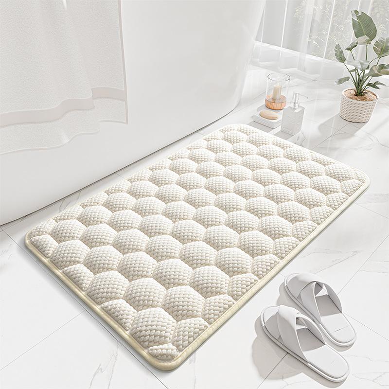 Quilted Three-dimensional Memory Foam Thickened Bathroom Floor Mat Toilet Absorbent Quick Drying Anti Slip Pad Bath Room Bath Mats Machine Washable