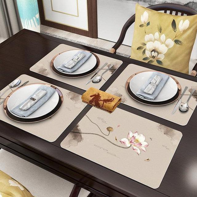 PU Heat Resistant Zen Placemat: Waterproof, Non-slip, Oil-Proof, Easy Clean