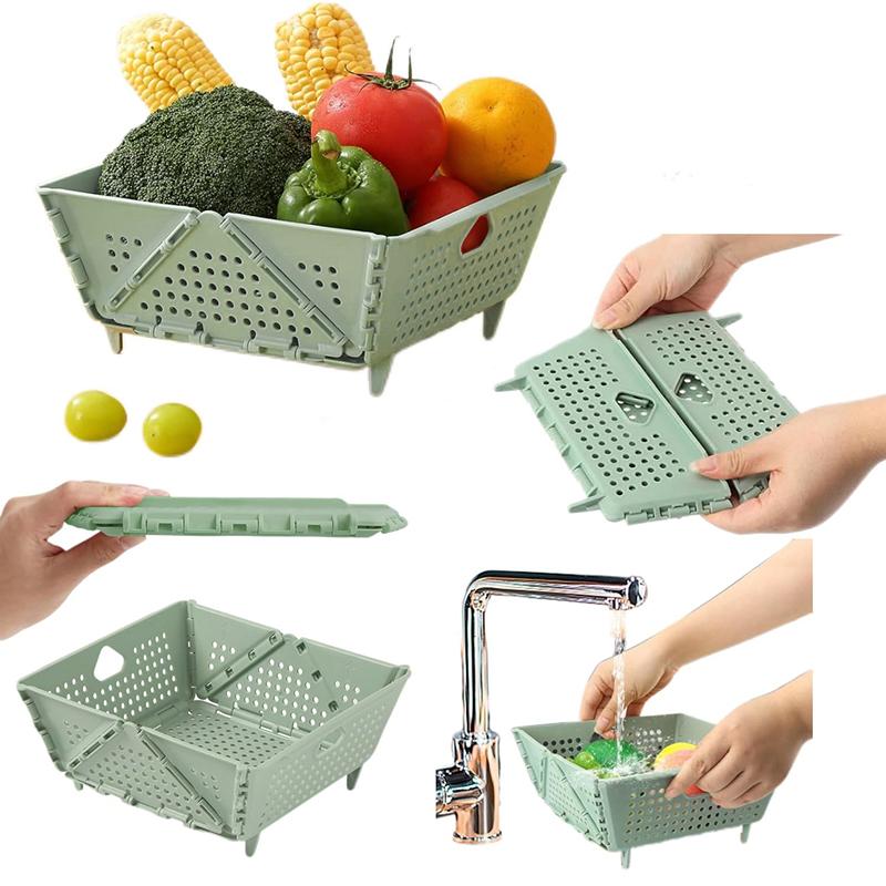 Thickened Collapsible Multifunctional Strainers And Colander For Kitchen, Wash Foldable Storage Drain Basket For Pasta