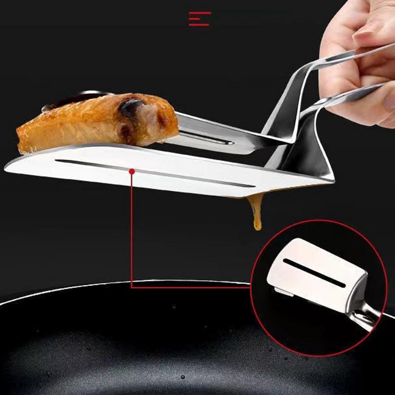Stainless Steel Steak Clamp BBQ Clamps Spatula Anti-Scald Food Shovel Tongs Draining BBQ Food Barbecue Buffet Restaurant Tools