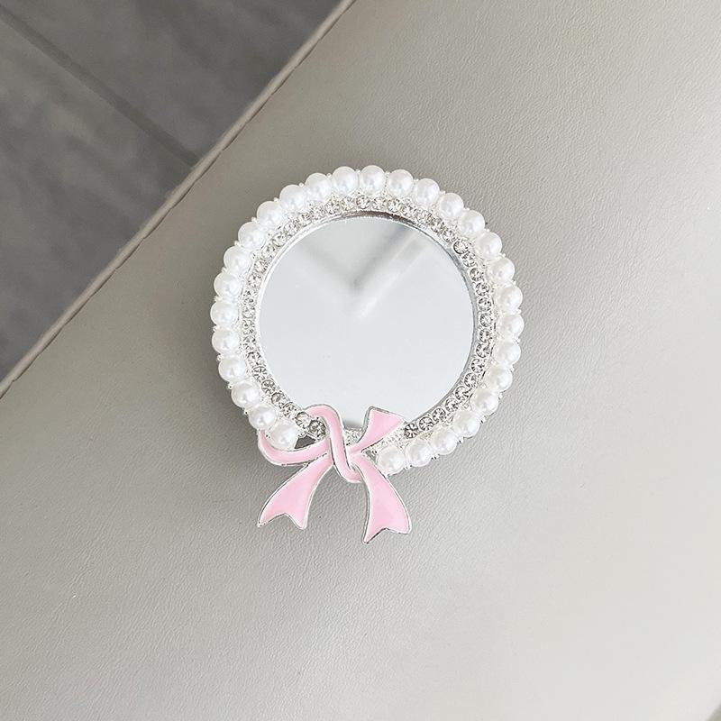 Mobile Phone Airbag Bracket Wind Paste Retractable Lazy Portable Makeup Mirror Bear Rhinestone Bow Tie