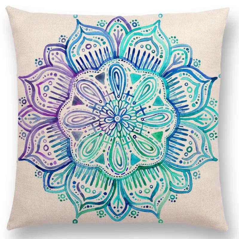 New Vivid Art Colorful Flowers Gorgeous Floral Doodle Geometry Mandala Coral Wonderland Pattern Car Cushion Cover Pillow Case