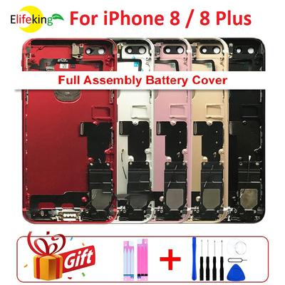 Back Full Housing For iPhone 8 8 Plus Full Assembly Battery Cover Door Middle Frame Chassis With Flex Cable Phone Repair Parts