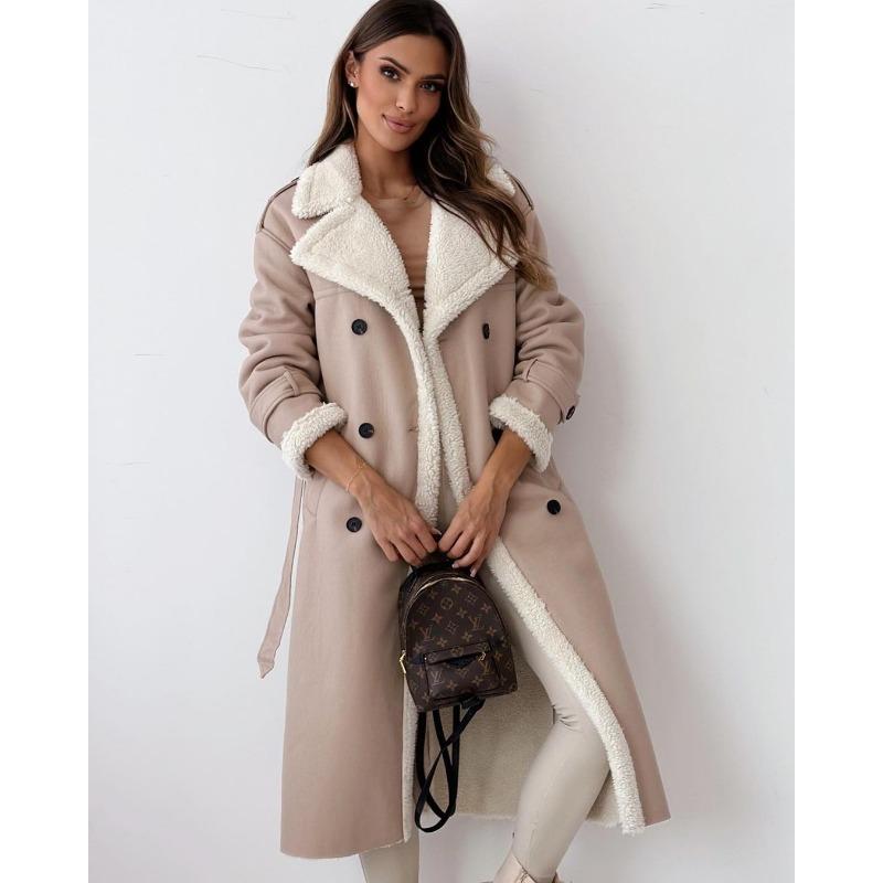 Autumn and Winter New Double Wear Collar Lapel Long Coat