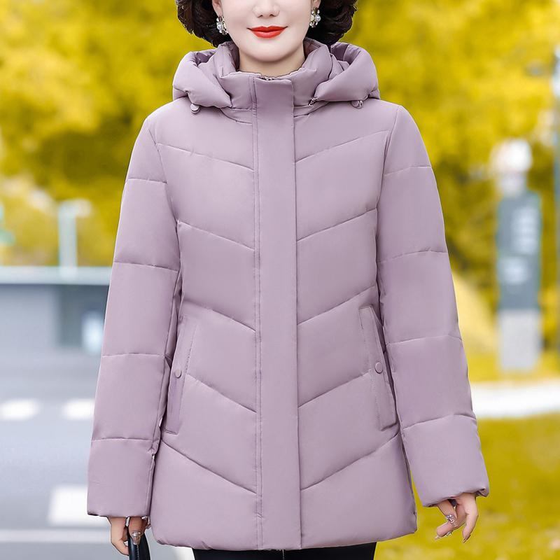 Middle Age Women's Down Coats Winter Vintage Prakas Hooded Plus Size Elegant Thick Warm Puffer Jackets Woman  Outerwears