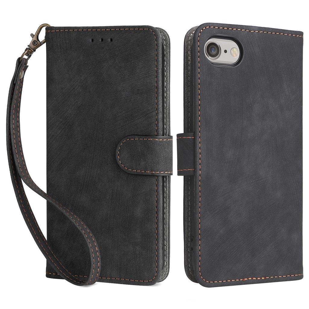 For iPhone 6/6s/7/8/SE (2020)/SE (2022) Case RFID Blocking Wallet Phone Cover with Strap
