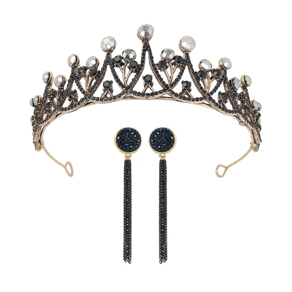 Baroque Retro Black Luxury Crown Bridal Tiara Wedding Dress Birthday Crown