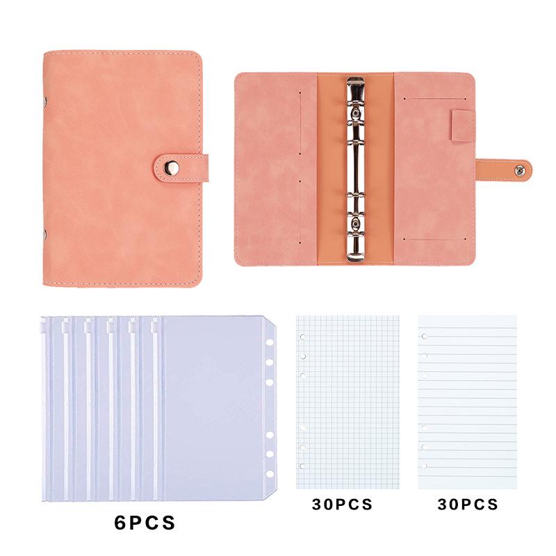 A6 PU Leather 6-Hole Planner with Cash Envelope and Notebook Inserts