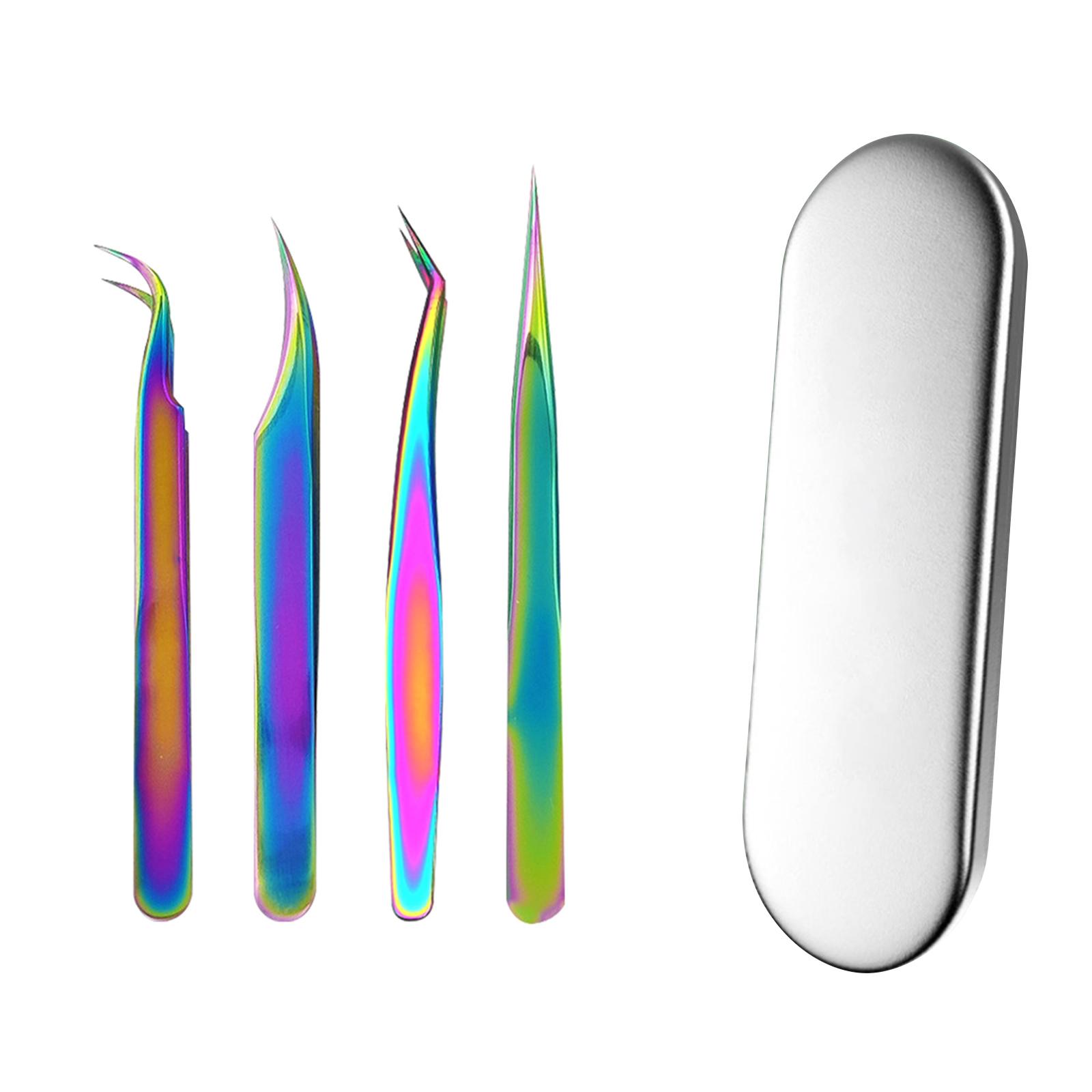 

Набор из 4 пинцетов для ресниц, щипцы для наращивания ресниц, щипцы для бровей, пинцеты для волос, нейл-арта, пайки, макияжа, инструменты разноцветный