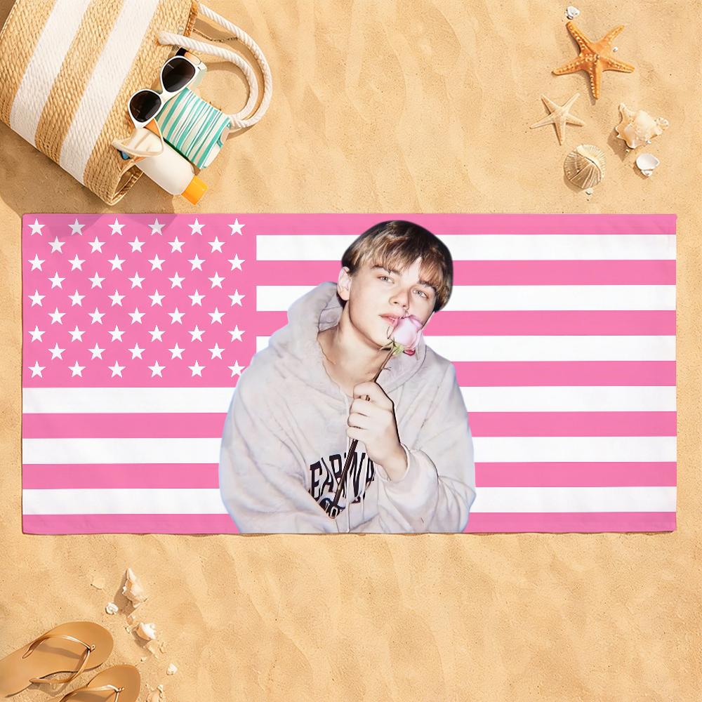 

Actor Leonardo DiCaprio USA pink Towel Quick Dry Absorbent Beach Towel for Sports, Fitness, Swimming and Outdoor Activities W30*H60(CM)