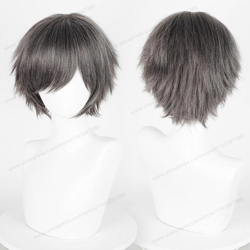 Anime 30cm Short Straight Cosplay Wig Black White Green Brown Purple Blue Gray Red Gold Man Women Heat Resistant Synthetic Hair