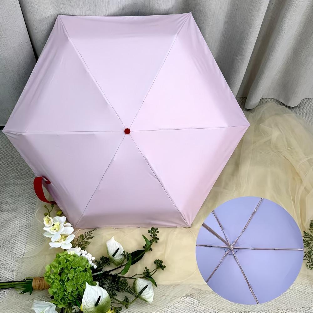 UV Protection 5-Fold Sunscreen Umbrella Portable Solid Color Parasol  Outdoor Use