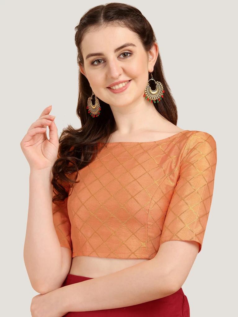 Hermosa Blusa de Trabajo Tejida en Jacquard Ropa para Fiesta de Boda India Choli Cosido