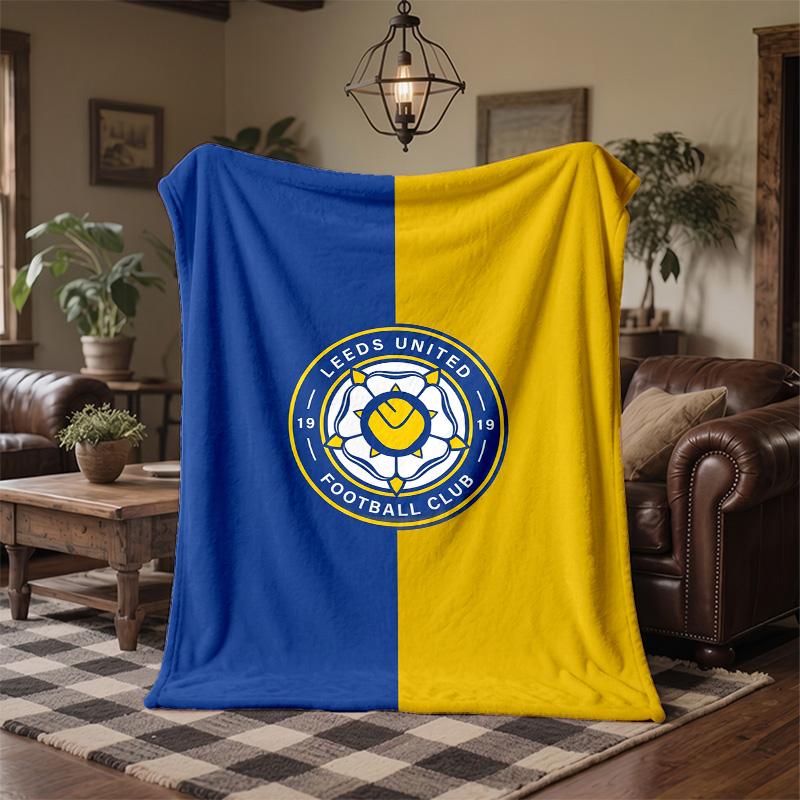 Leeds United Football Print Flannel Blanket Soft Warm Sofa Bed Throw Blanket For Home Office Bedroom