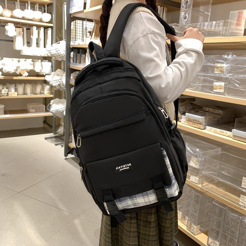 Student Backpack Couple Backpack Campus Plaid School Bag