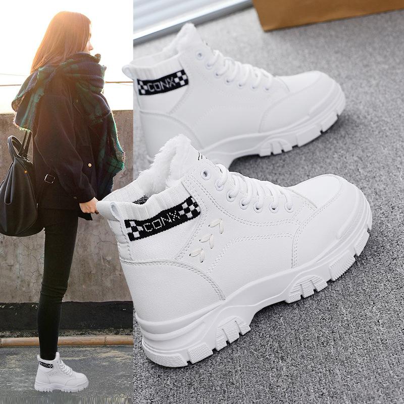 Women's Large Size Soft Sole Winter Warm Fur One Anti-slip Snow Boots Padded Lined Ankle Boots Windproof Outdoor Sports Cotton Boots