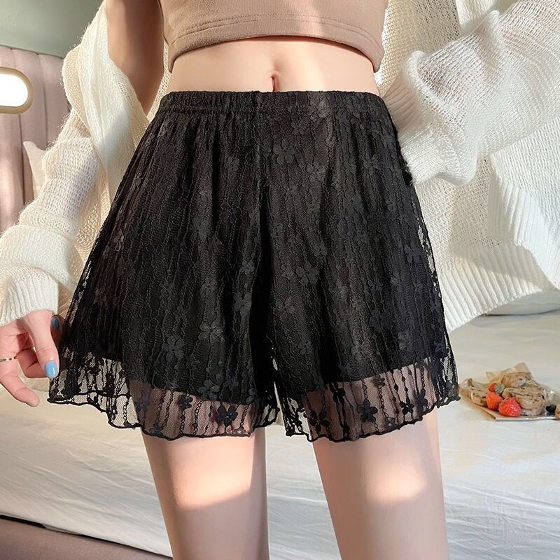 

Jk Safety Pants Летние тонкие двойные кружевные брюки длиной три четверти, которые можно носить поверх шорт, свободные нескользящие леггинсы для страховки One Size