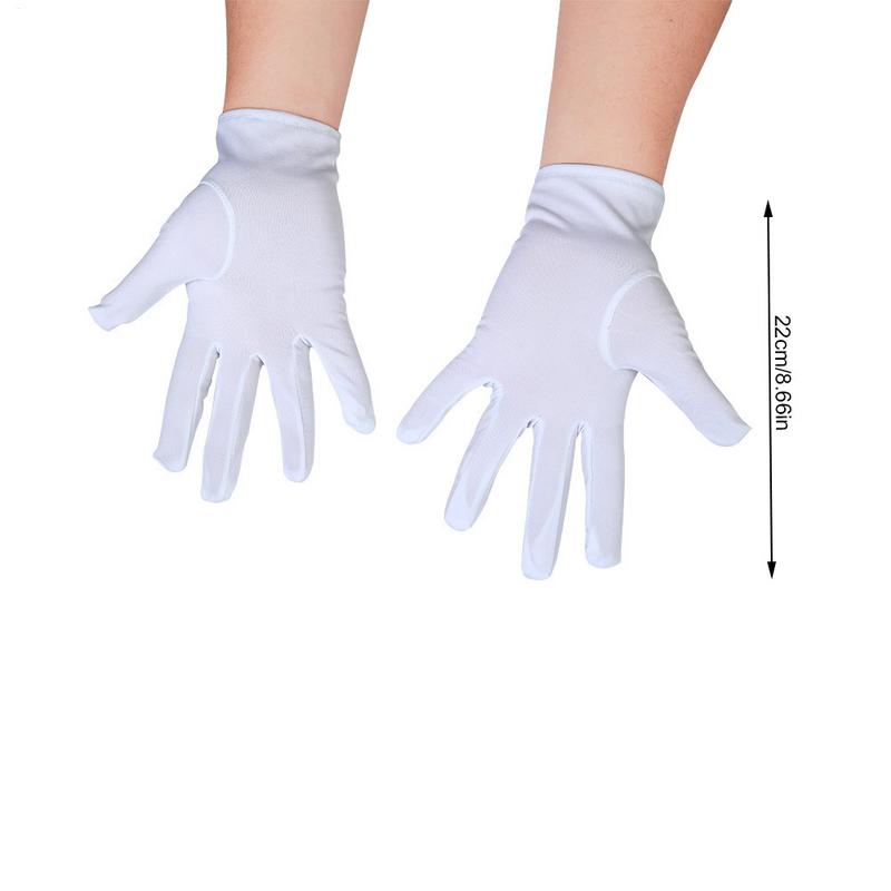 1 Pair White Formal Gloves Elegant Full Finger Tuxedo Guard Parade Santa Men Inspection Driving Mittens Women Non-Slip Gloves