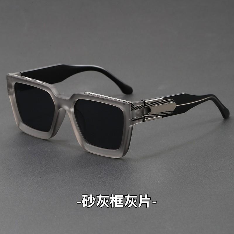 UV400 Square Frame Sunglasses Men Women PC AC Lens Non-Polarized Fashionable Geometric Temples Driving Outdoor