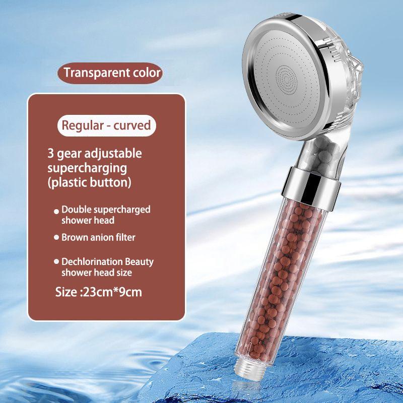 Showerhead 3-speed Adjustment Portable Shower Filter Negative Ion Stone Shower for Bathroom Items Bath Accessories Showers Parts