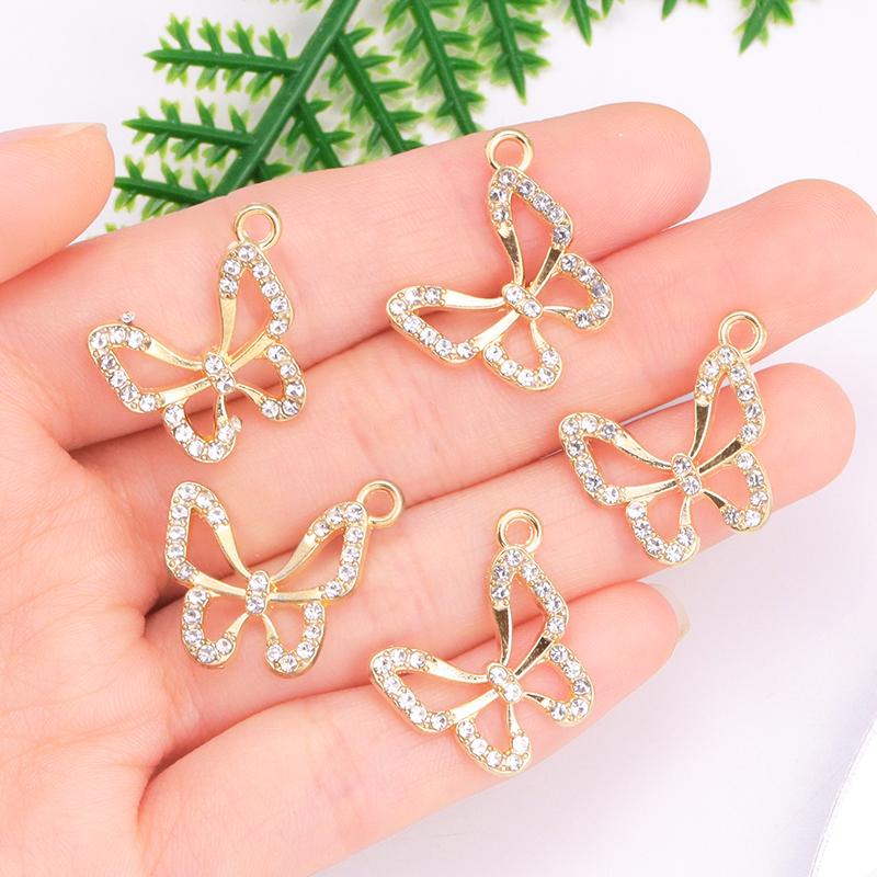 10Pcs Fashion Crystal Zircon Butterfly Pendant Women Exquisite Luxury Butterfly Charms Clavicle Necklace Jewelry DIY Accessories