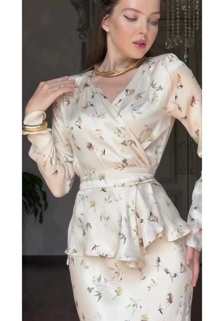 2025 Winter French Retro Light Luxury Long Sleeve Skirt Set