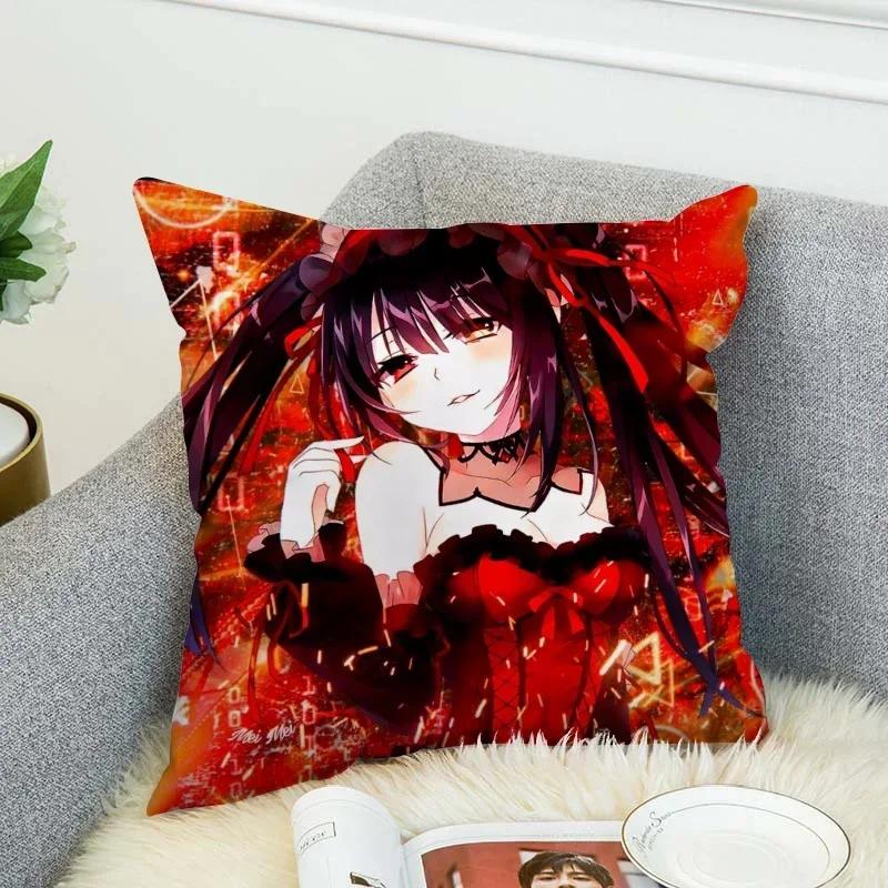 

T-Tokisaki Kurumi Decorative Cushions for Sofa Cushion Cover 45*45 Pilow Cases Pillowcase 40x40 Car Decoration Pillowcases 16x16Inch