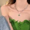 New Green Crystal Love Double Layer Necklace For Women Fashionable Personalized Daily Accessory Party Jewelry Birthday Gifts