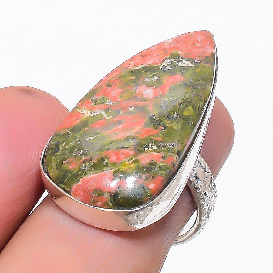 

Натуральный Унакит Драгоценный Камень Ручной Работы Ювелирное Изделие Кольцо Размер 7 A9i50