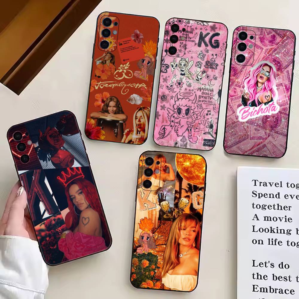 K-Karol G Dibujos Animados Phone Case For Samsung S25,S24,S21,S22,S23,S30,Ultra,S20,Plus,Fe,Soft Silicone Black Cover