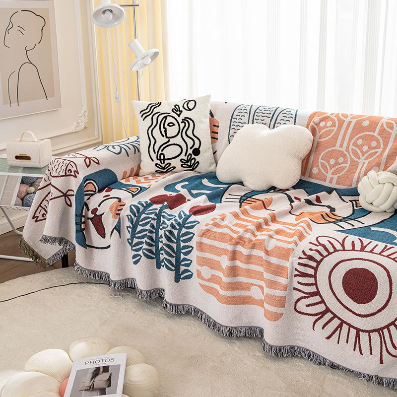 Sofa Cover Towel High-Grade Non-Slip Cushion All-Inclusive Universal Cover Cover Cartoon Sofa Full Cover Cloth Cotton Blanket