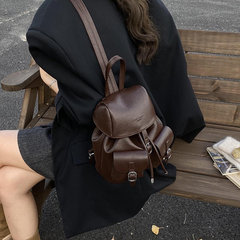 Commuter Texture Handbag Women Niche Design Big Bag Schoolbag Autumn Retro Multi-function Large Capacity Backpack