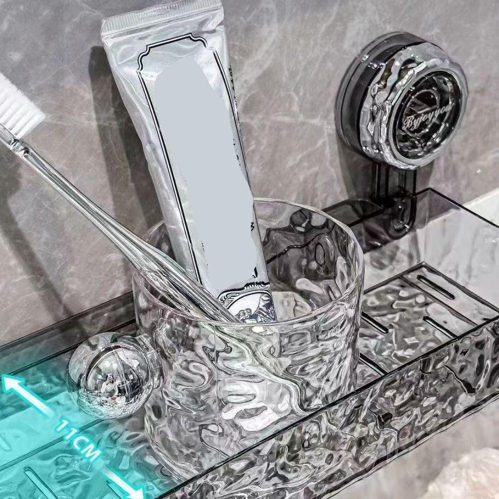 Waterproof Suction Cup Storage Rack Transparent No-Drill Wall-Mounted Shelf Rack Easy Install Removable Bathroom Storage Holder