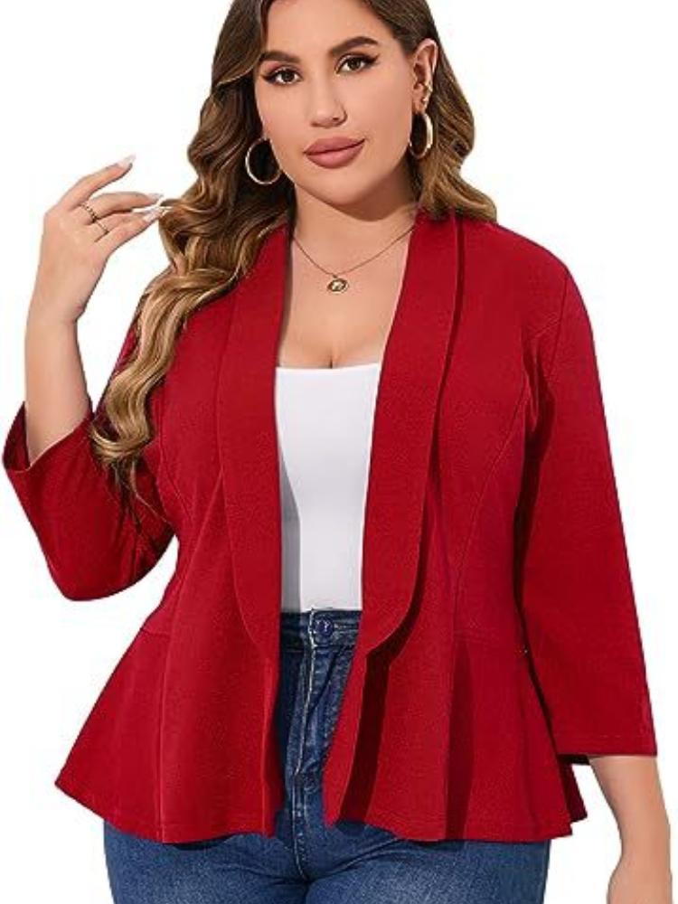 Women's White Blazer Jacket with Flared Sleeves, Casual Slim Fit Suit Coat for Office or Daily Wear