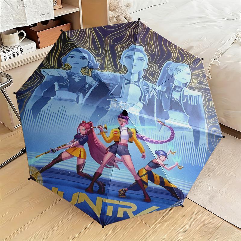 1pc K-Pop Devil Hunter Sweeps the Globe Umbrella Portable Folding Umbrella Iron Frame Hole Bone Structure Outdoor Home Umbrella