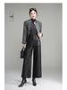 2025 Autumn/Winter Women's Black Sheepskin Leather Wide-Leg Pants