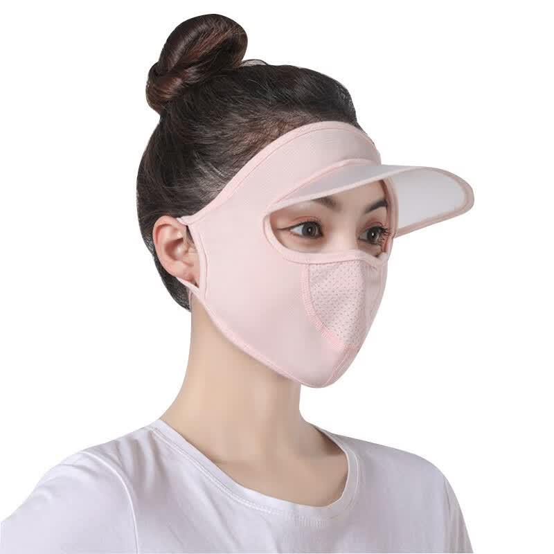Laobaojia Women s Summer Ice Silk Full-Face Visor Mask One Size