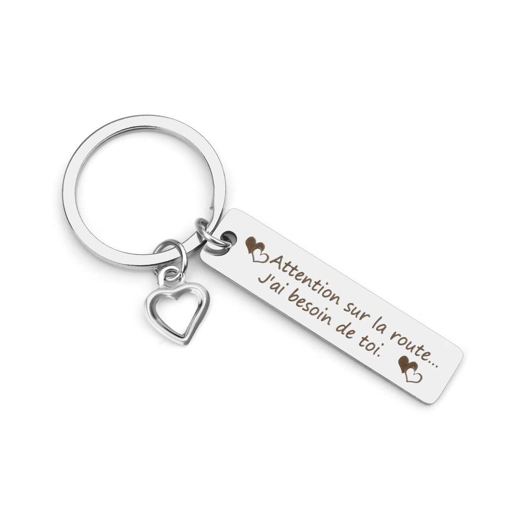 German Russian Spanish Stainless Steel Keychain Commemorative Blessing Stainless Steel Keychain for Mothers Day and Fathers Day Backpack Bag Pendant